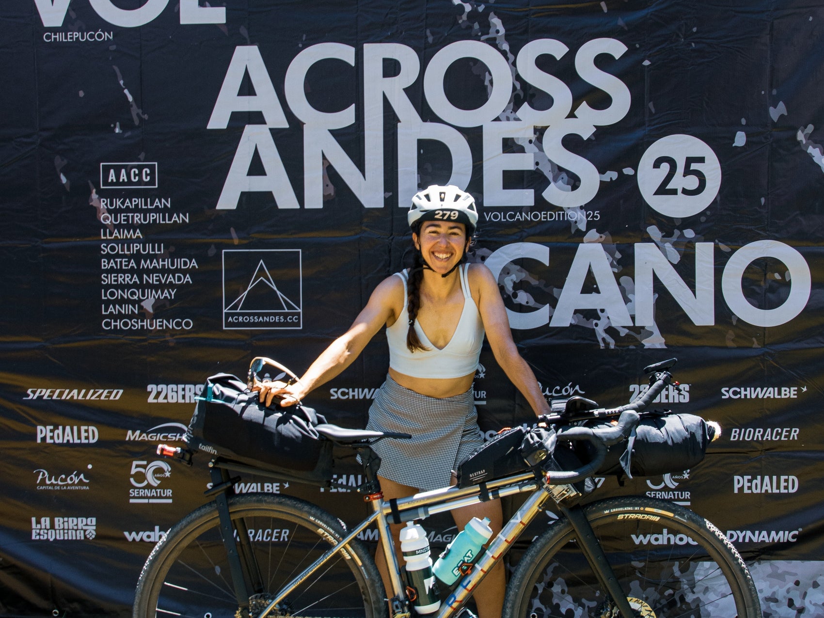 Carolina Kappes rides the Across Andes Ultra Cycling on a Reilly Titanium Gradient bike