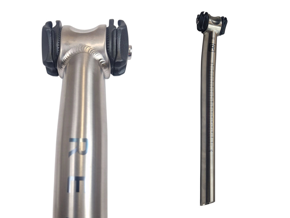 15 mm welded seat post and clamp on a white background