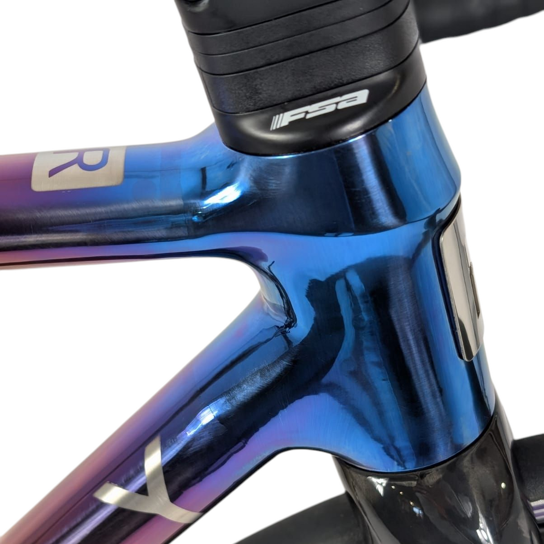 FSA Headset on a anodized titanium gravel bike 