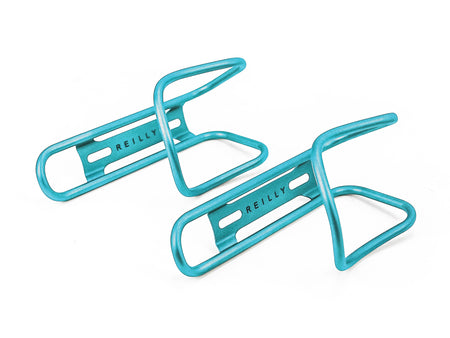 Light blue ti bottle cages on a white background