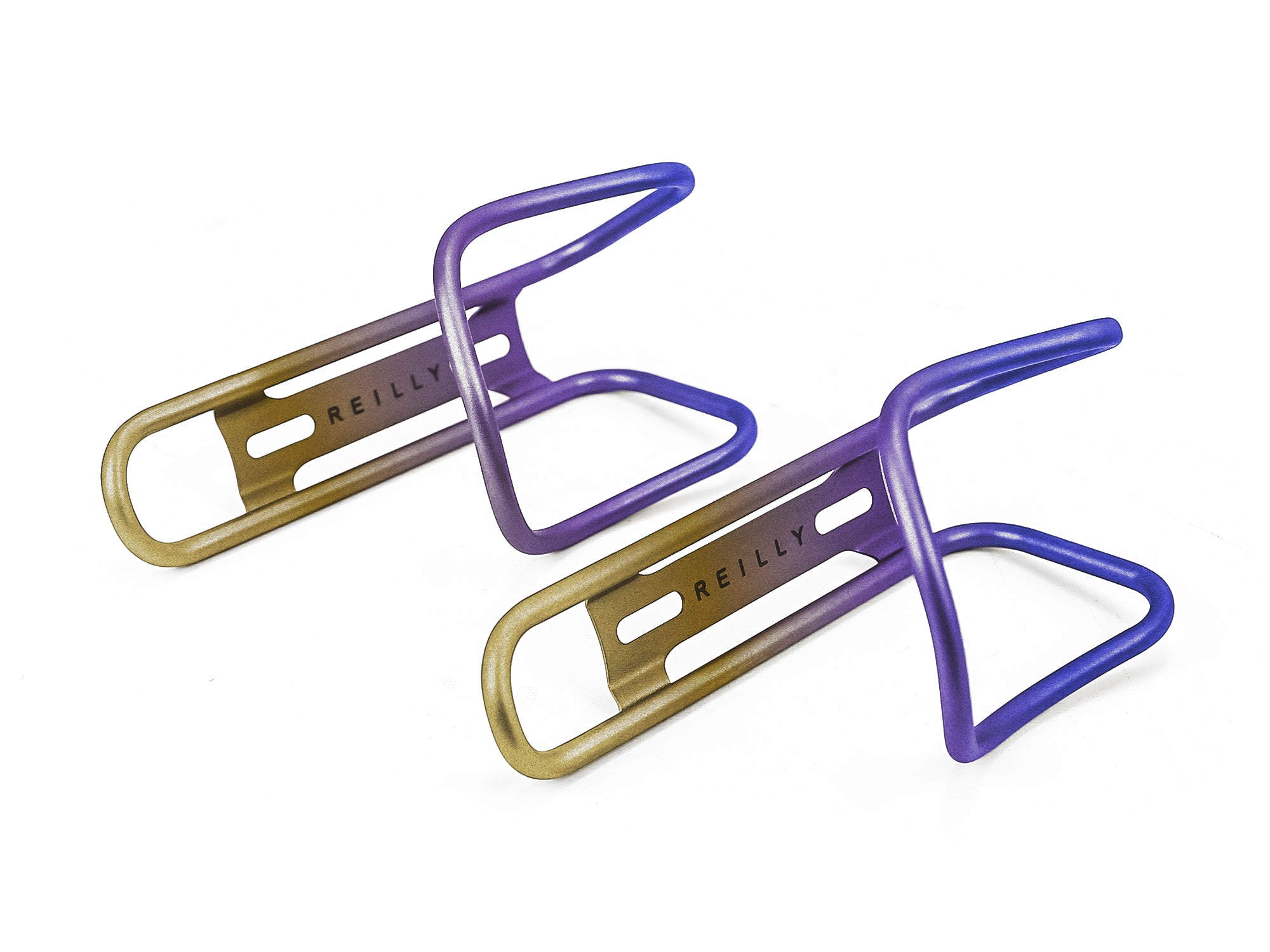 Oilslick  ti bottle cages on a white background