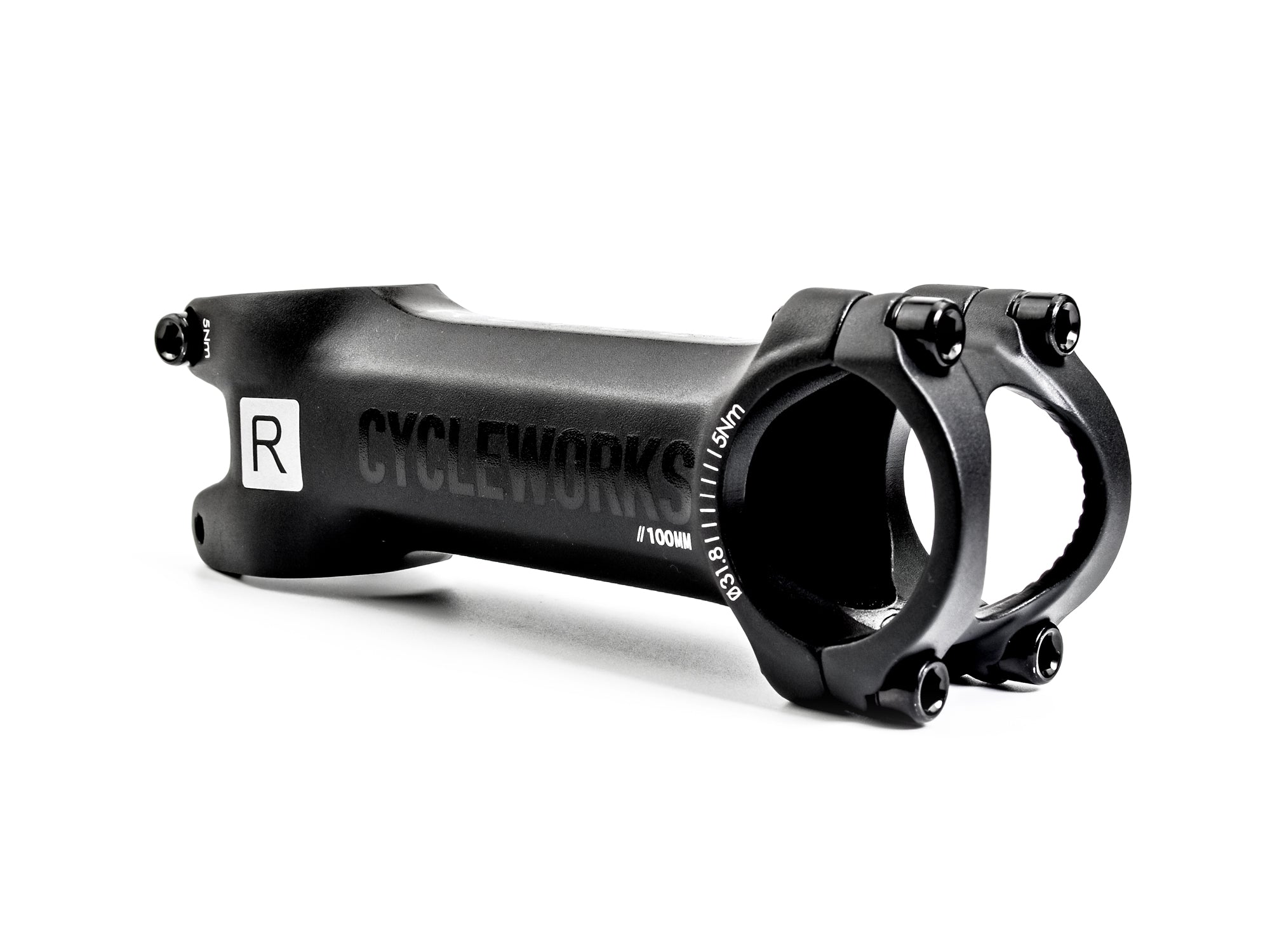 Diagonal view of the Reilly 100 mm bicycle stem.