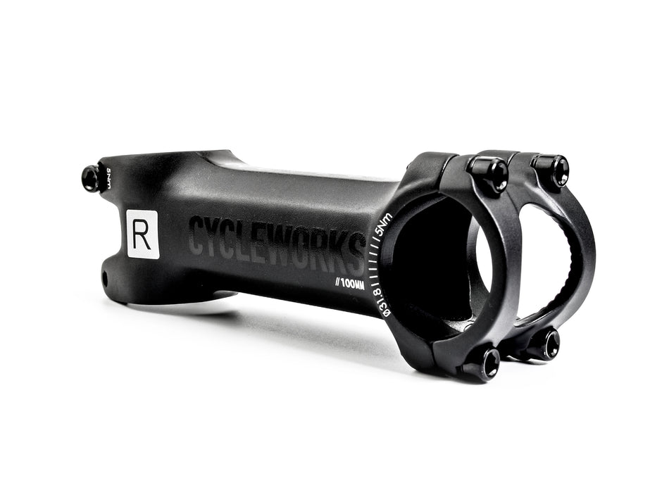 Diagonal view of the Reilly 100 mm bicycle stem.