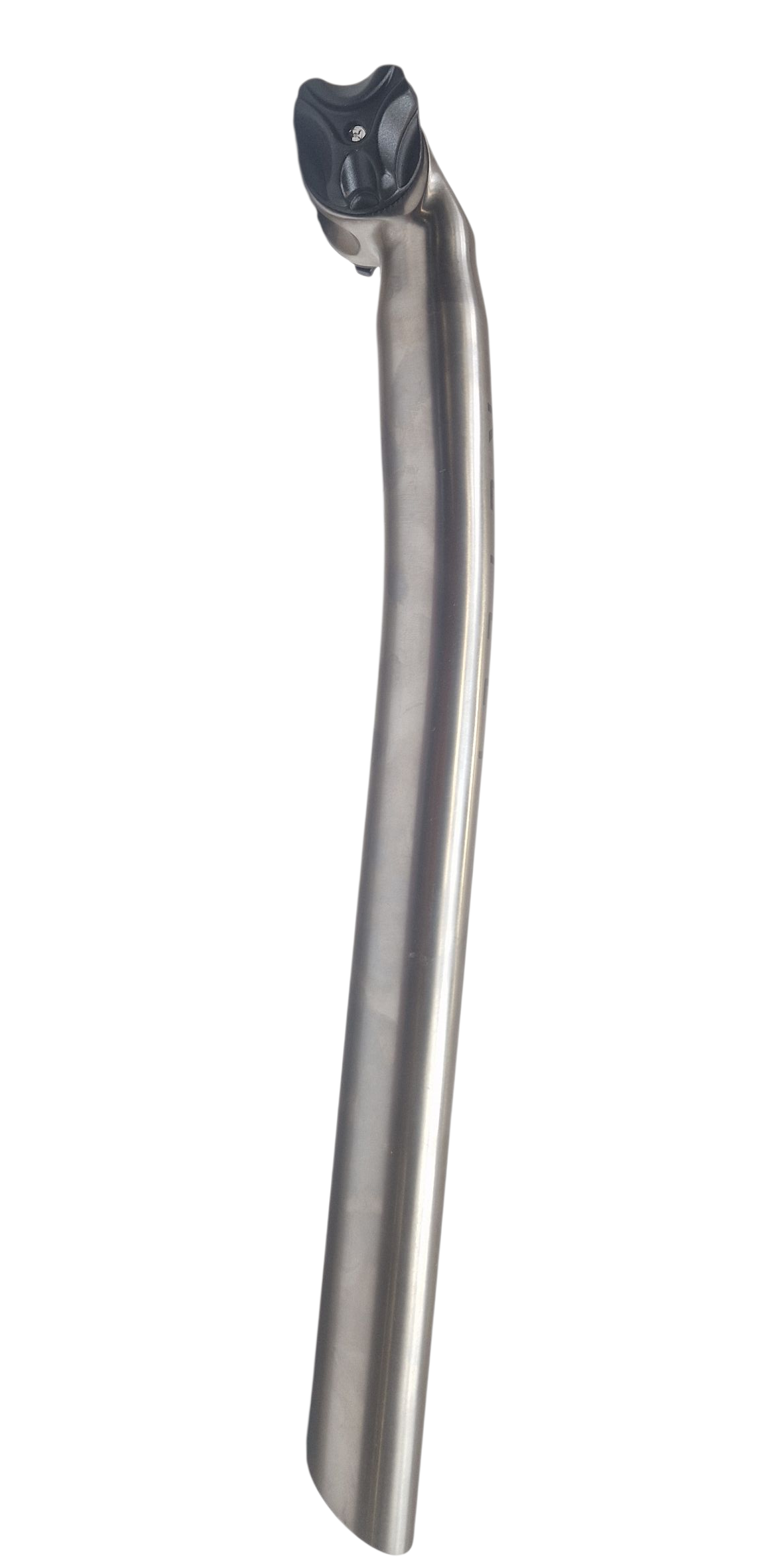 Reilly branded titanium offset seatpost side view.