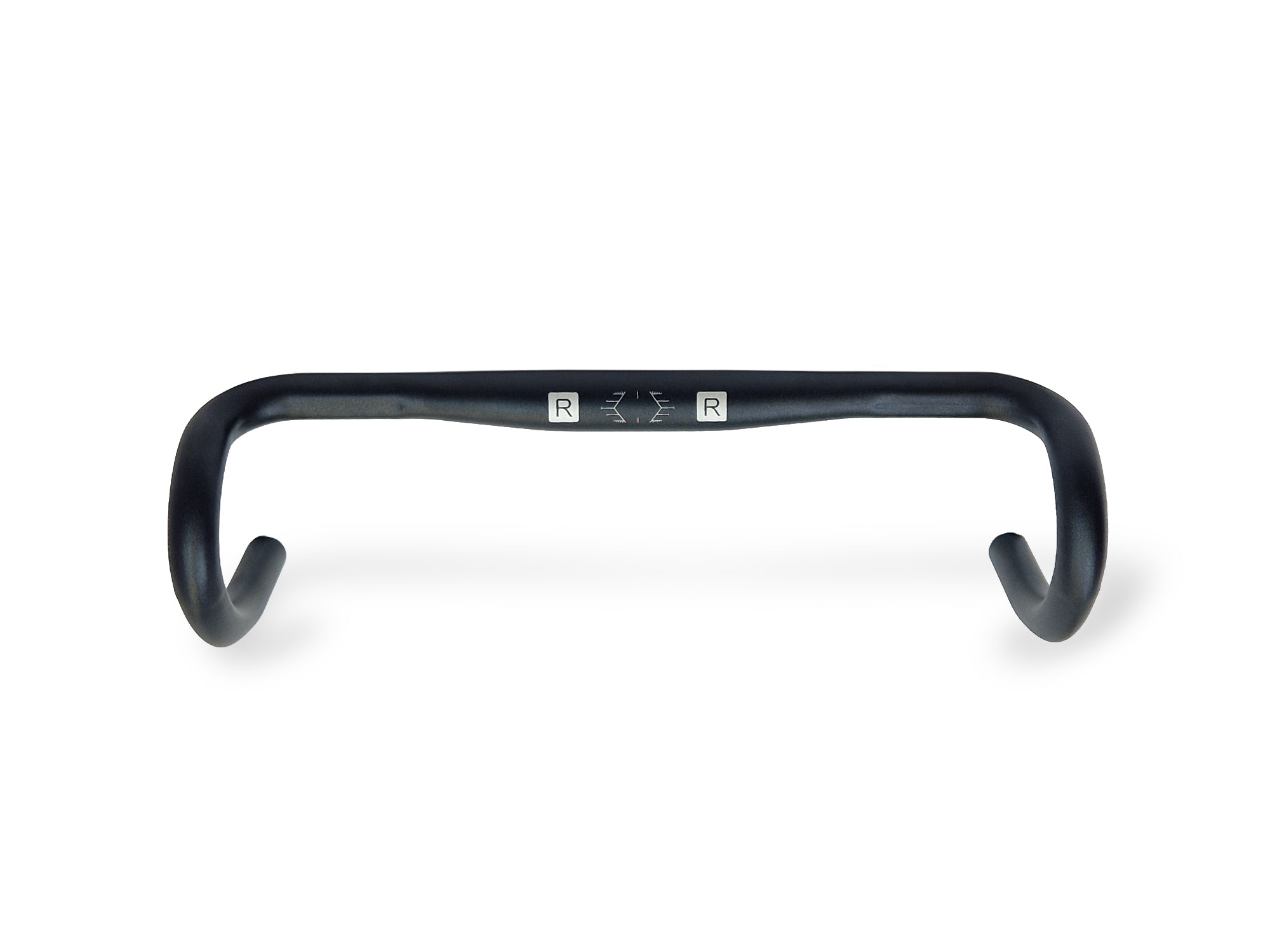 Black bicycle handlebar on a white background