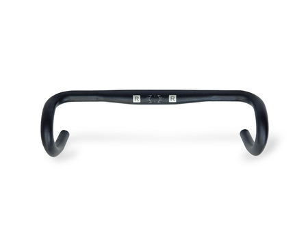 Black bicycle handlebar on a white background