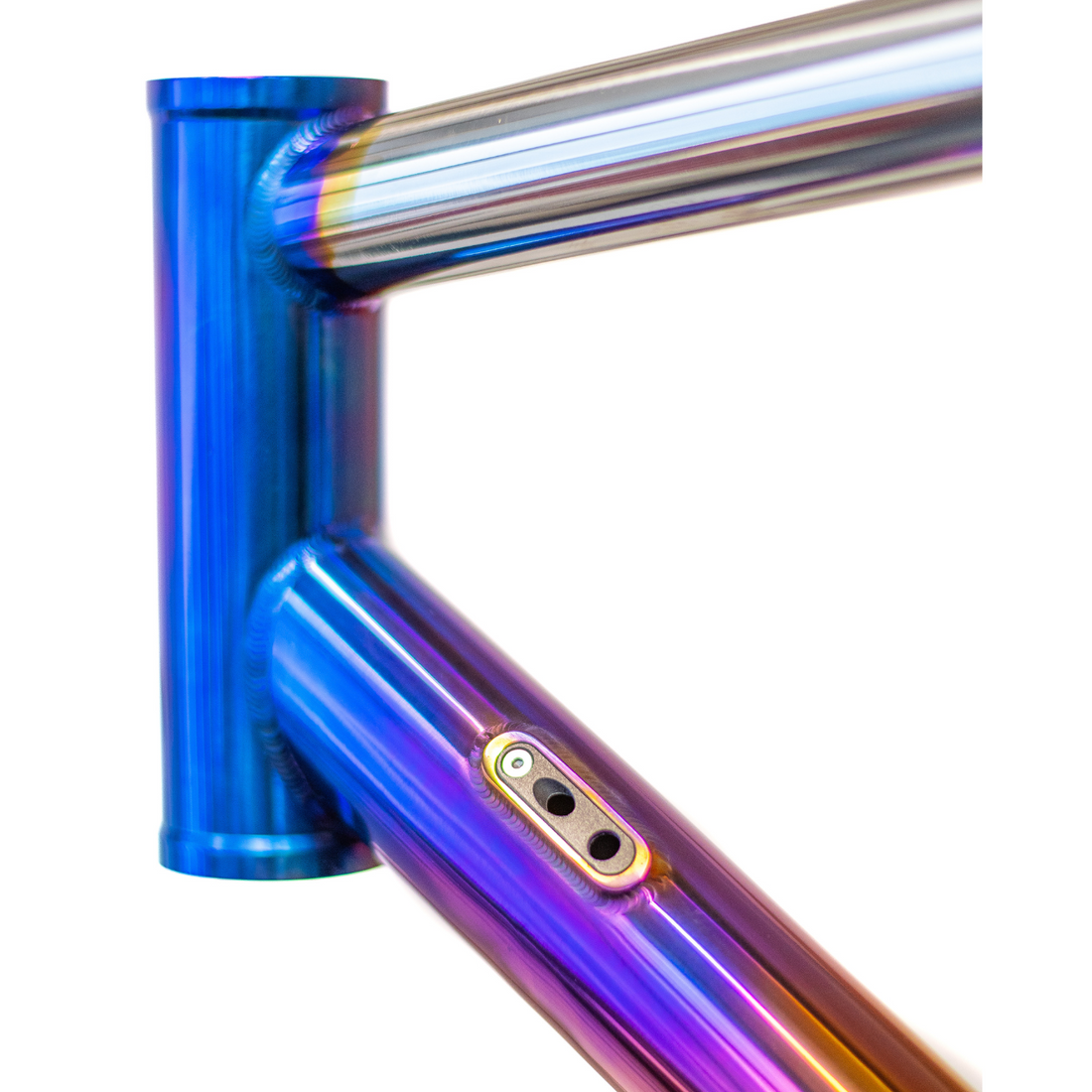 Anodising blue and purple colors on to a titanium bike frame