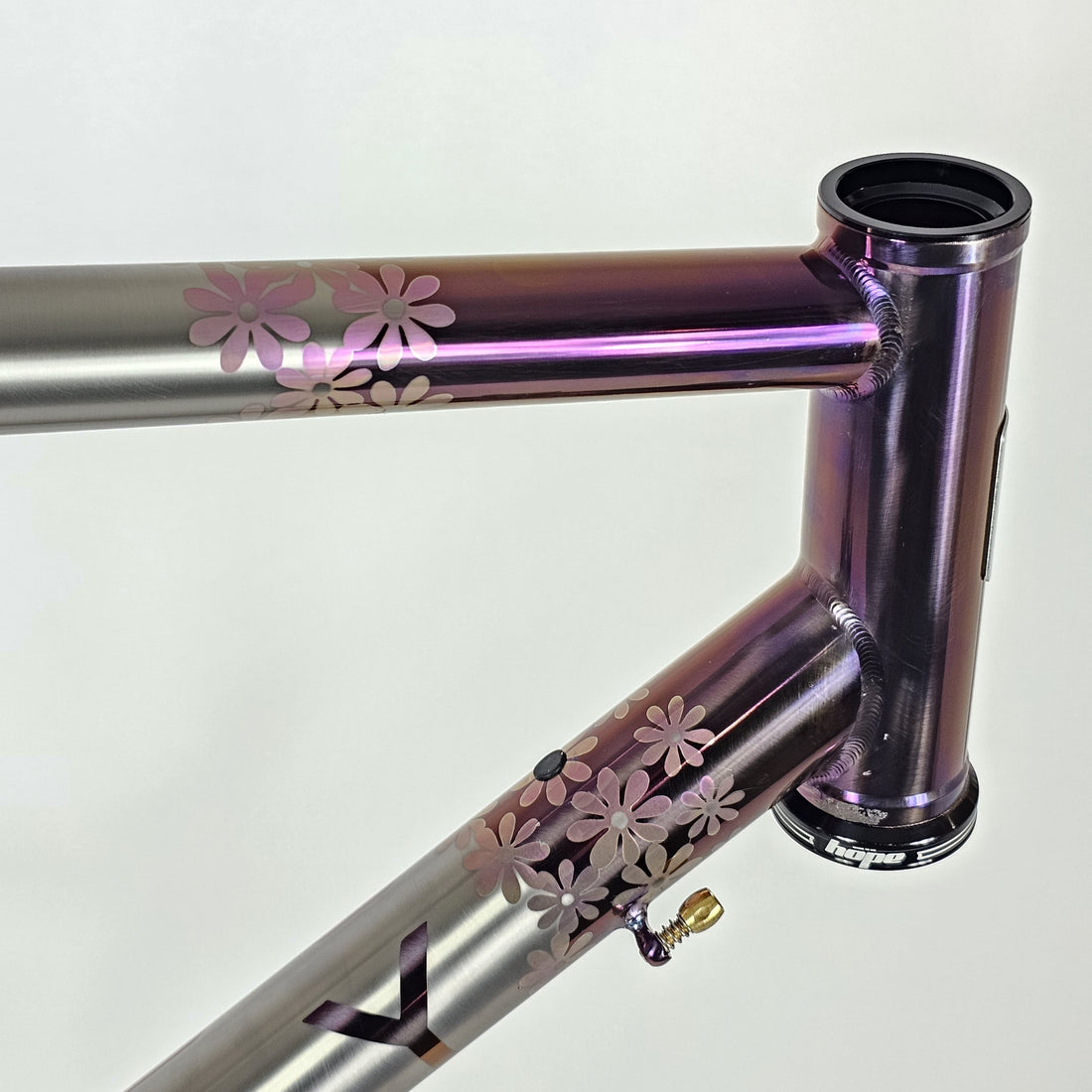 Custom pink flower cherry blossom sakura titanium bike frame