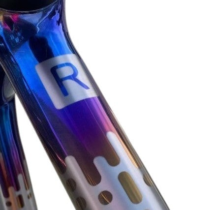 Drip pattern printed onto a titanium gravel bike 