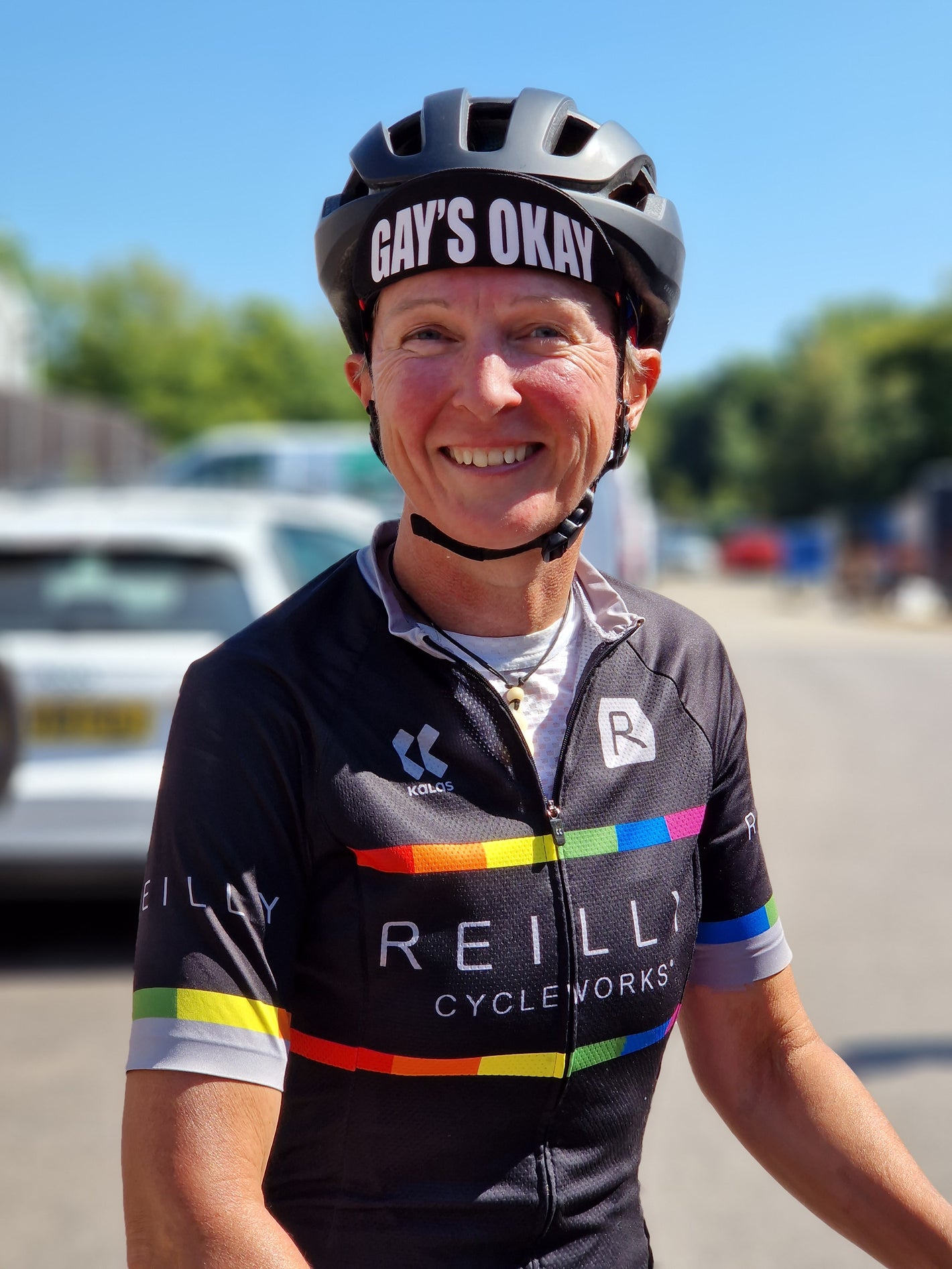 woman wearing Reilly titanium cycling clothing