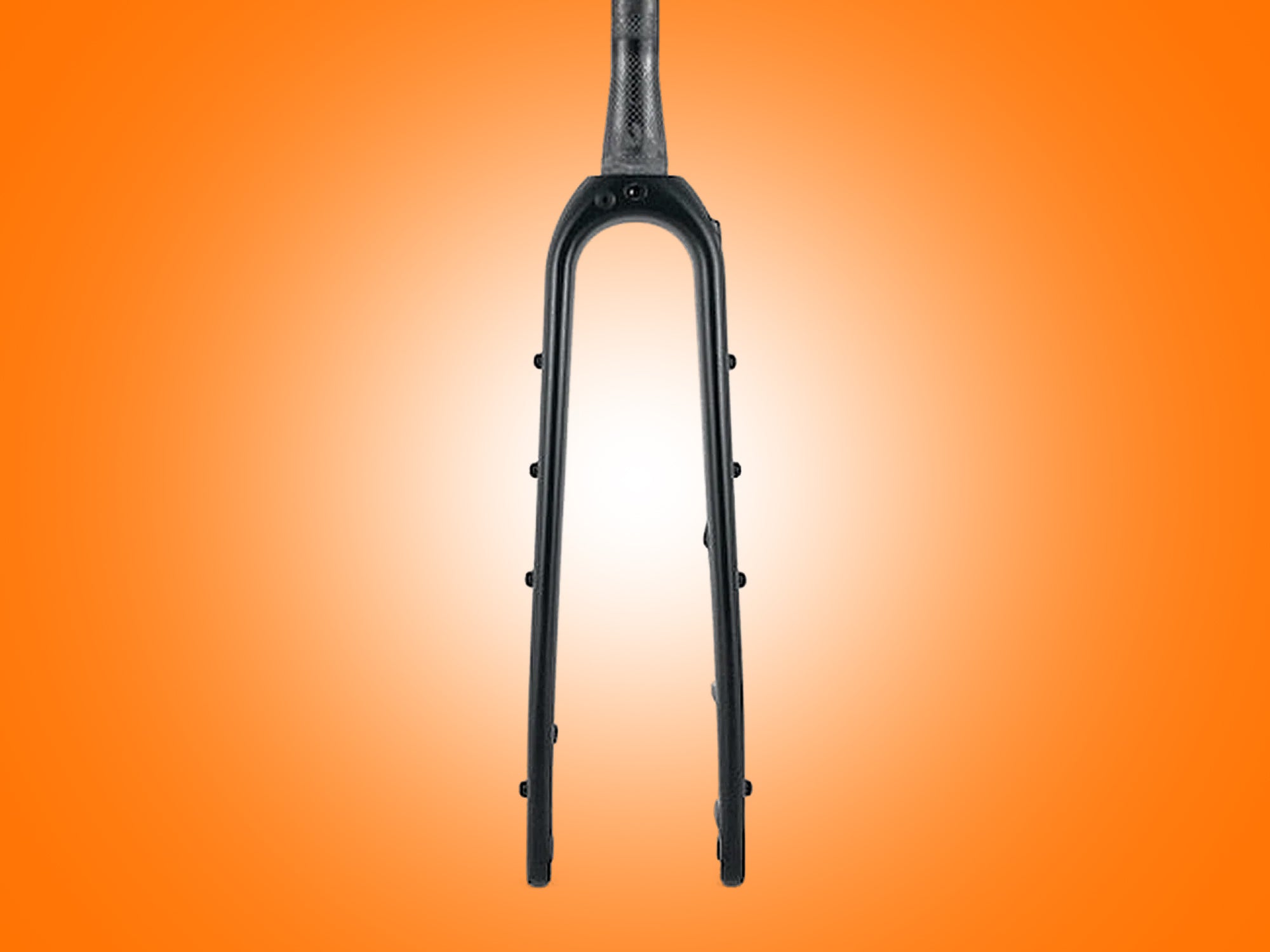 Black bicycle fork on an orange gradient background