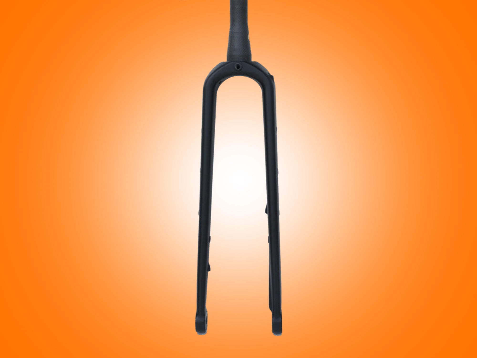 Black bicycle fork on an orange gradient background