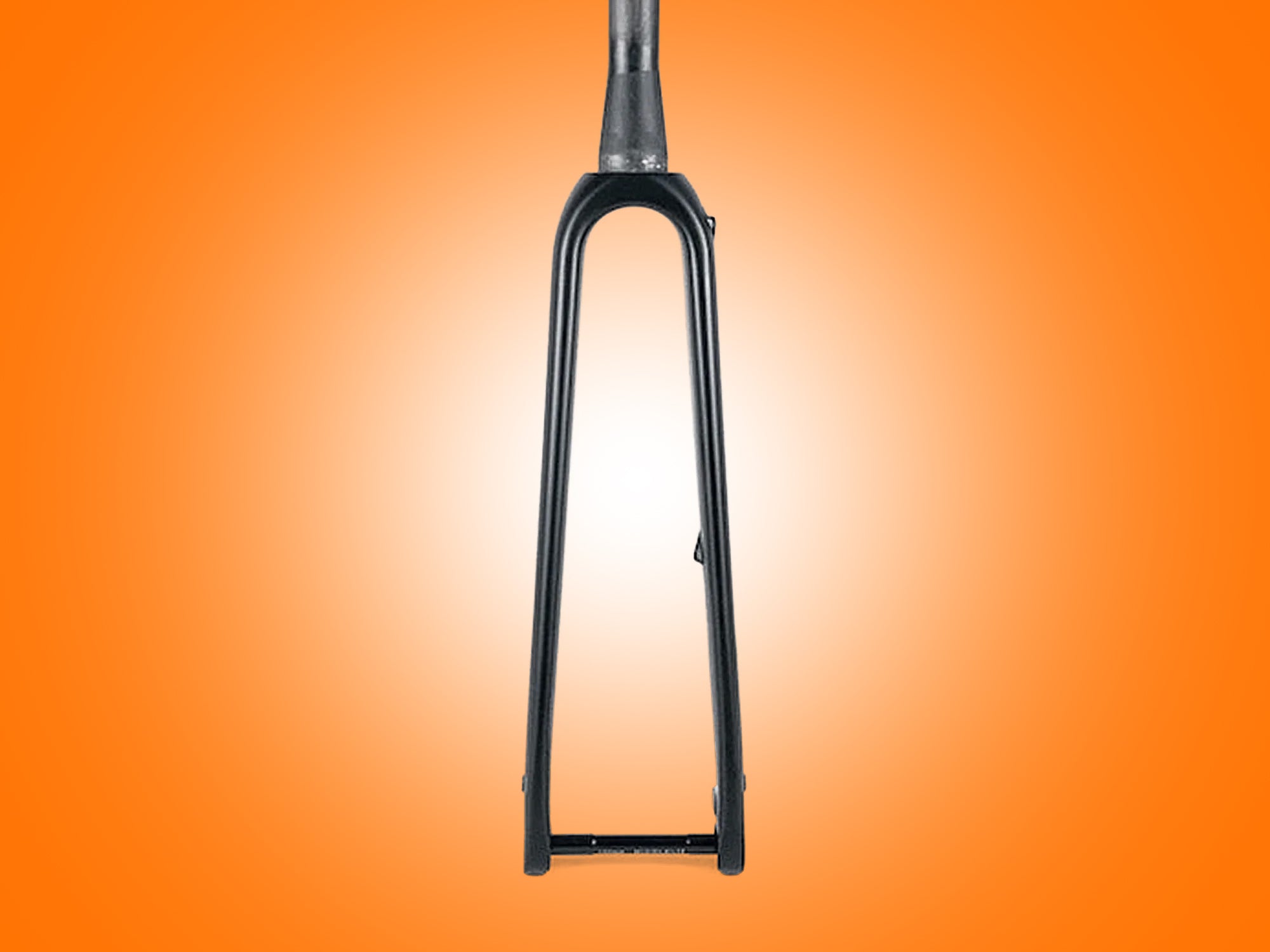 Black bicycle fork on an orange gradient background