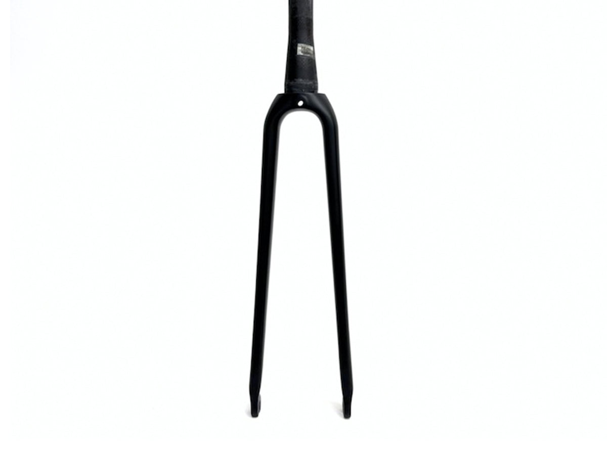 Black bicycle fork on a white background