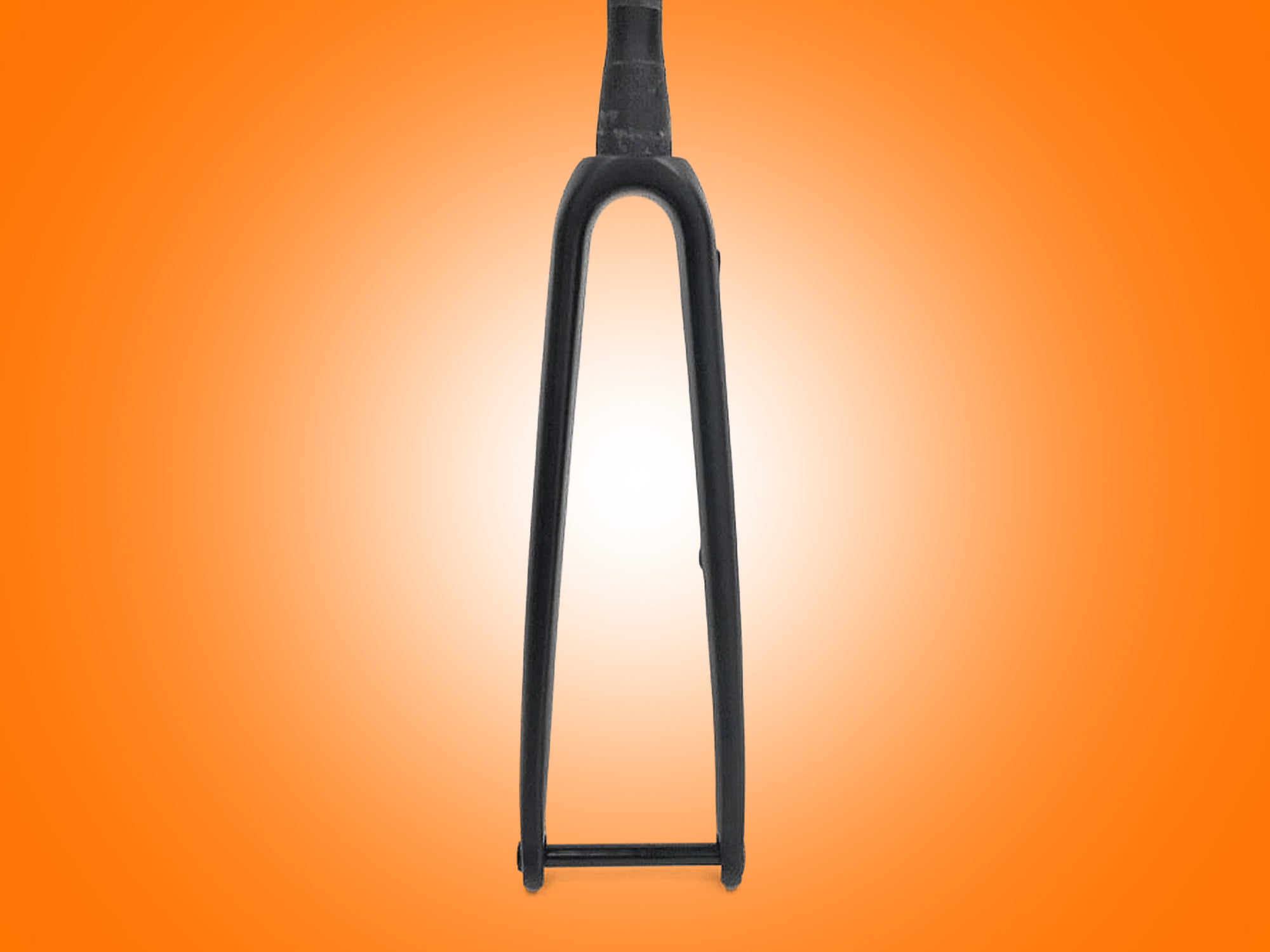 Black bicycle fork on an orange gradient background