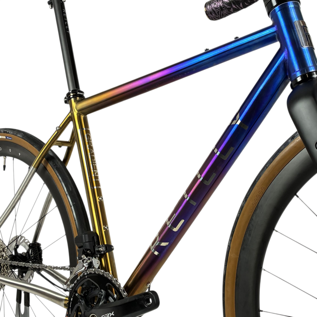 custom colour spectrum fade finish on titanium road bike