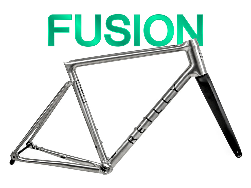 Reilly Fusion road bike frameset with carbon forks and black decals