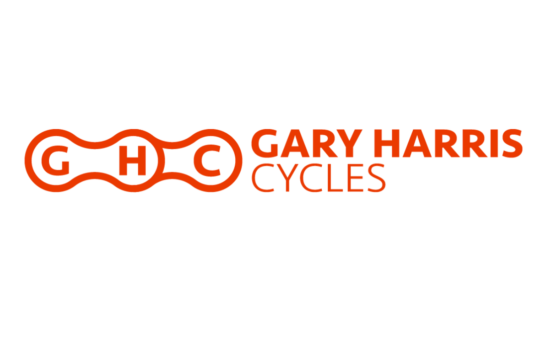 Gary Hariis Cycles logo in red on white background
