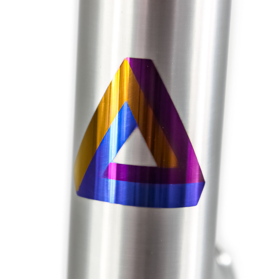 Geometric Isometric triangle pattern printed onto a titanium road bike frame