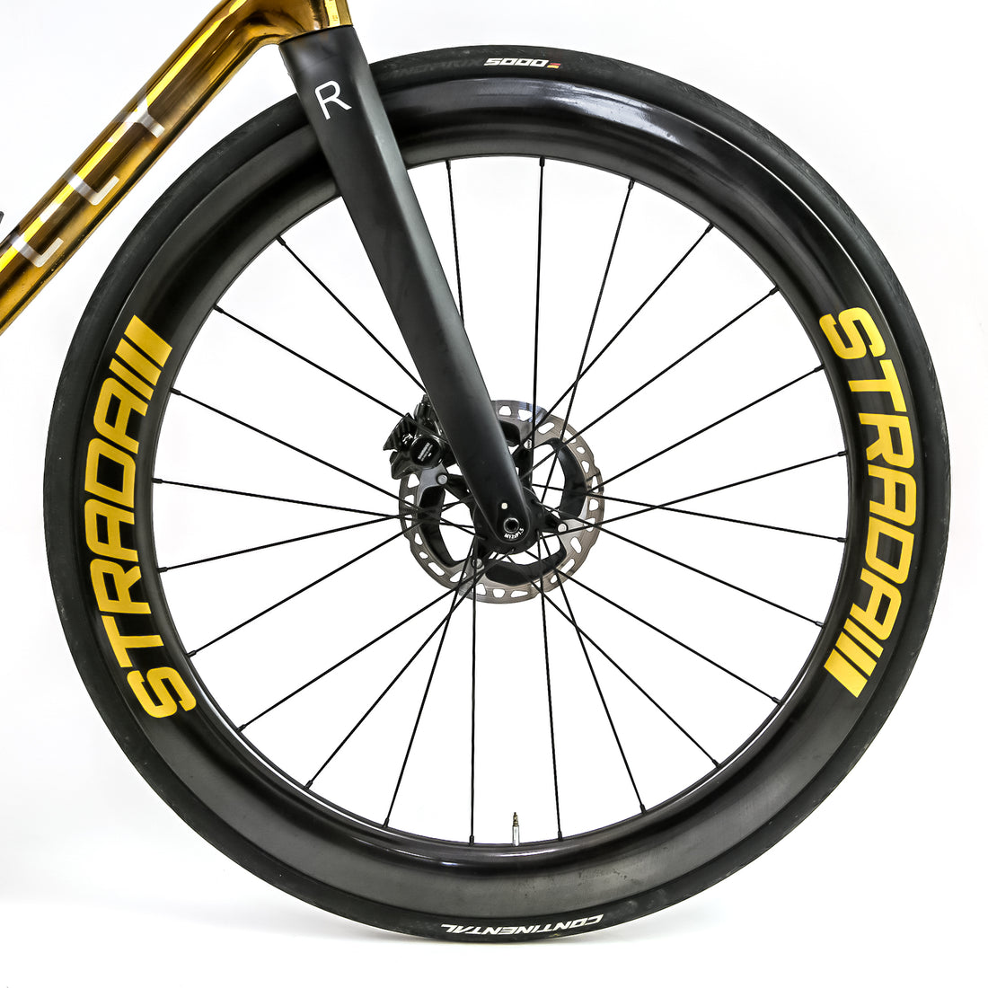 Polished gold Reilly road bike with Strada wheelset