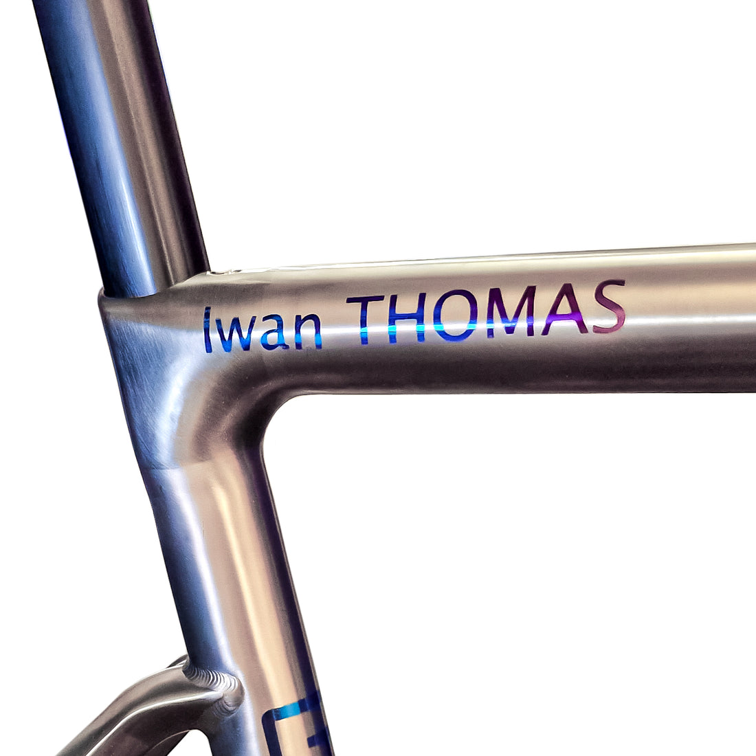 Custom name printing on titanium road or gravel bikes