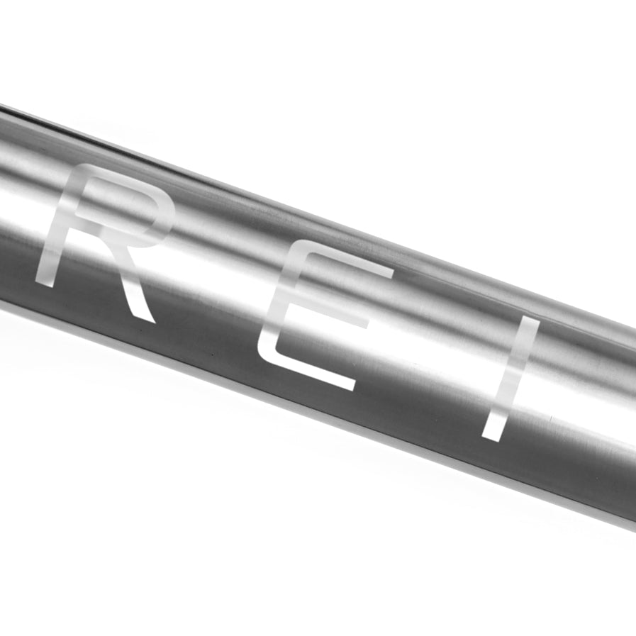 Mirrored decal finish on a reilly titanium bike frame 