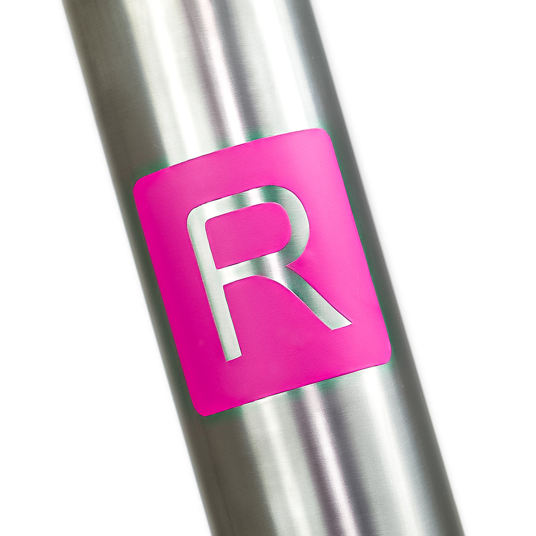 Pink "R" logo for use on a reilly titanium bike