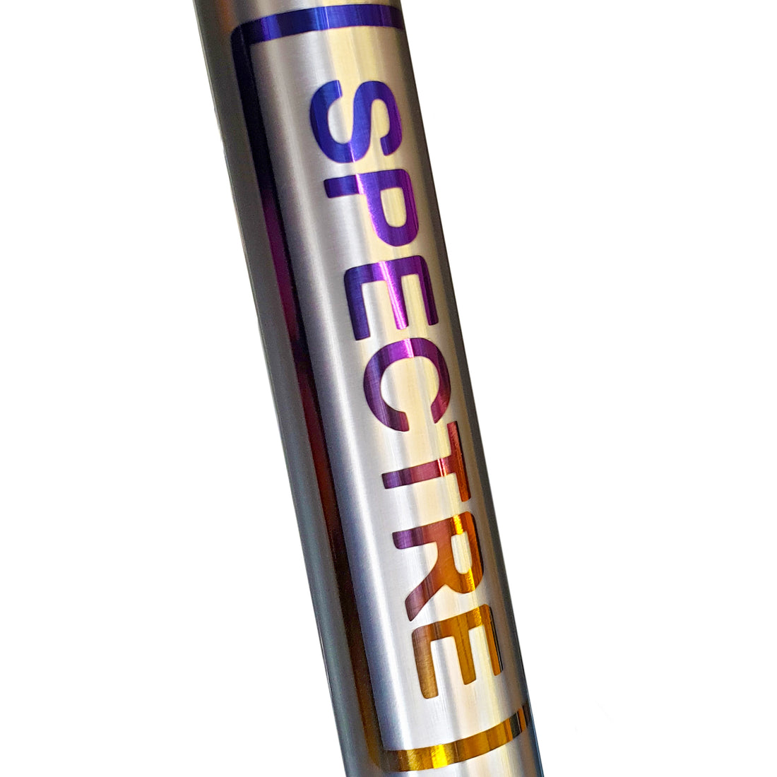 rainbow decal logos on a titanium bike seat tube 