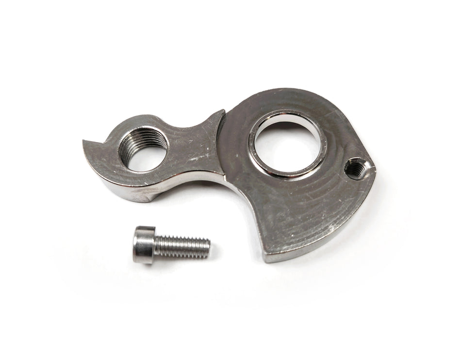 Metal mechanical component with a bolt on a white background