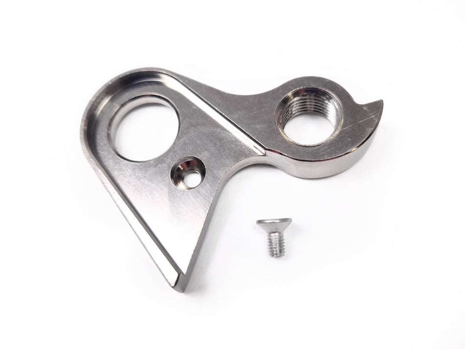 Metal mechanical component with a screw on a white background