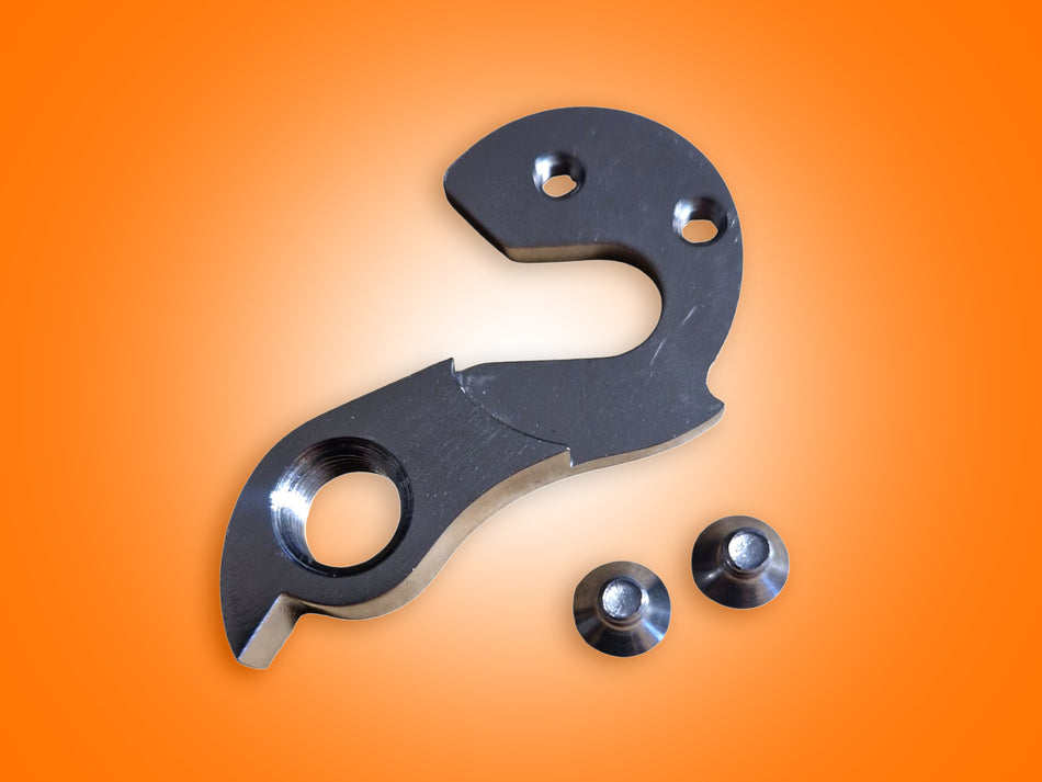 Metallic lever with three screws on an orange background