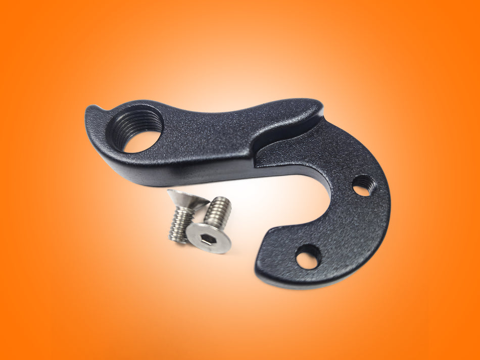 Metallic bracket with screws on an orange gradient background
