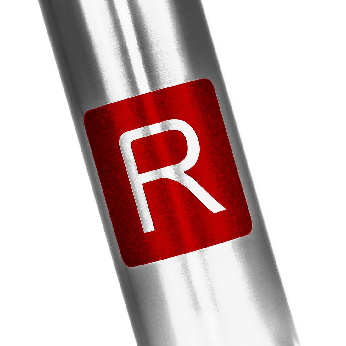 red glittery "R" logo for use on a reilly titanium bike