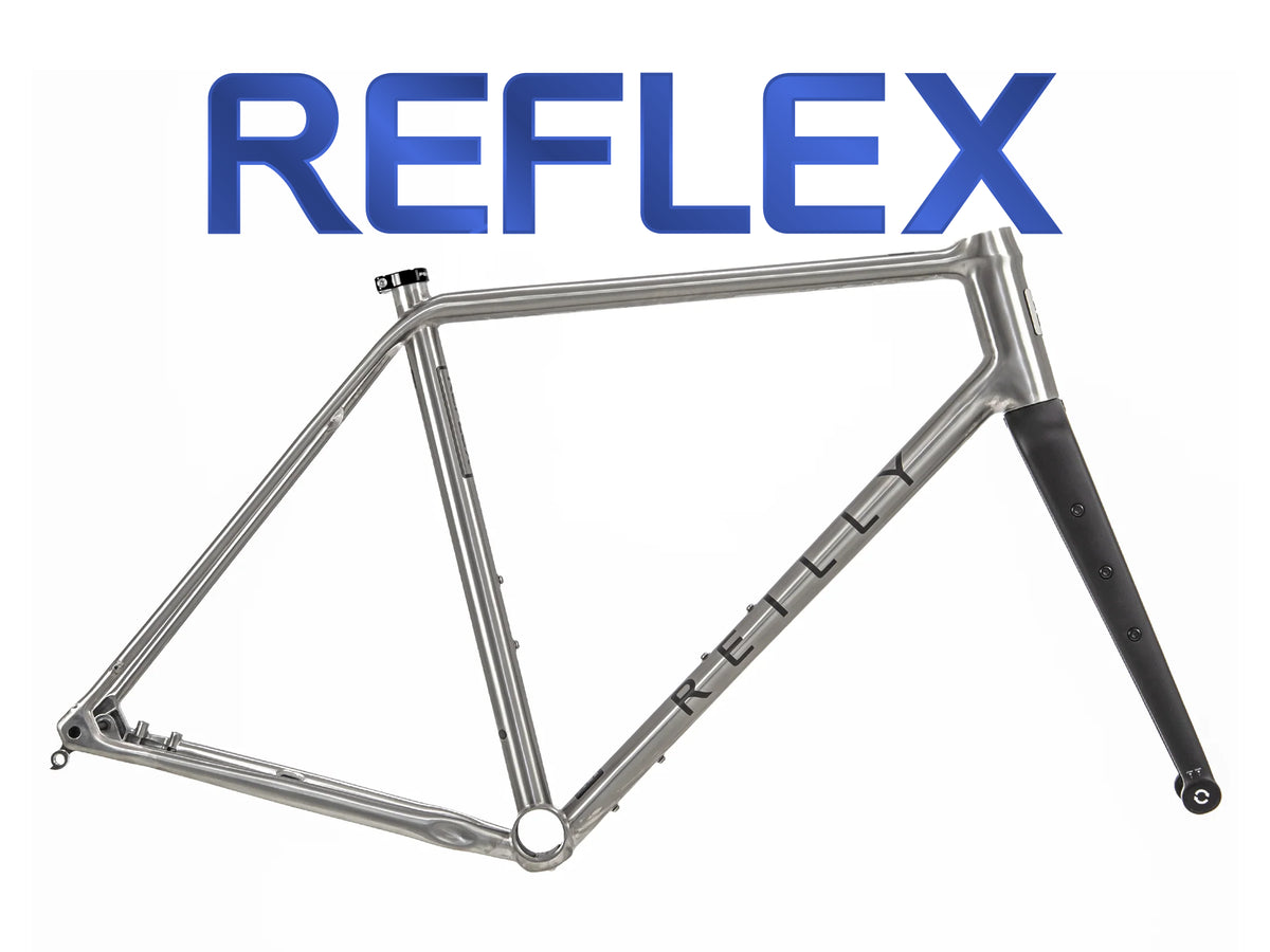 A titanium gravel race frame set with integrated fork and cable routing, displayed on a white background.