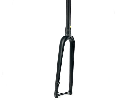 Matte black forks for a gravel bike on white background