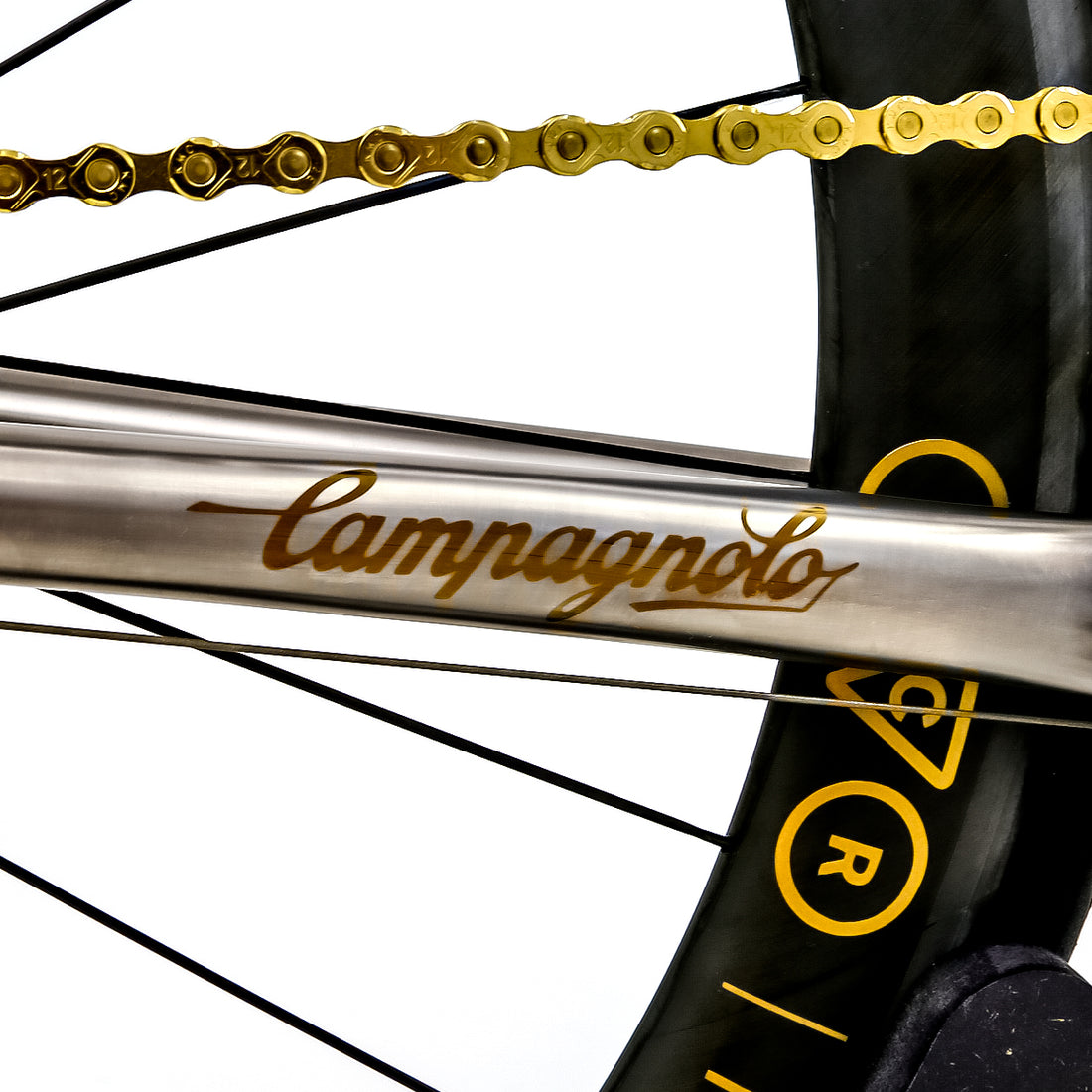Reilly road bike with gold campagnolo branding