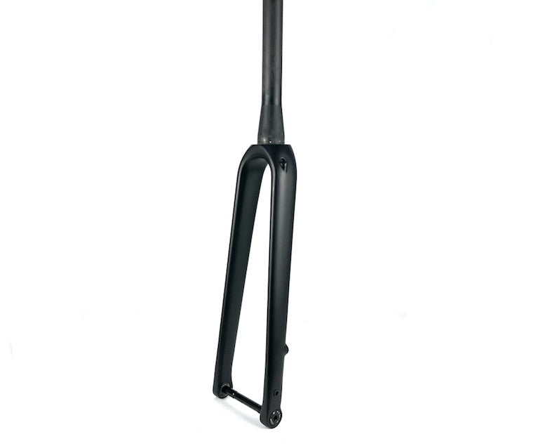 Matte black carbon fibre adventure bike forks 