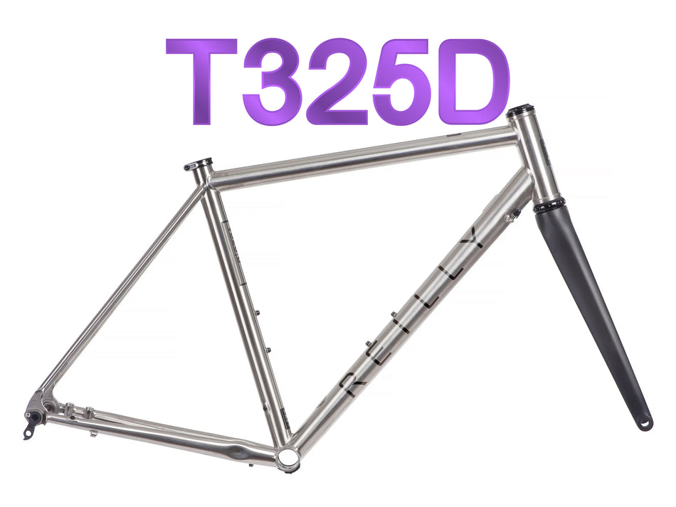 Reilly T325D brushed titanium road bike frameset with black decals