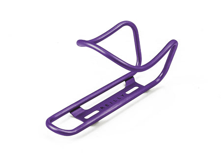 Purple ti bottle cage on a white background.