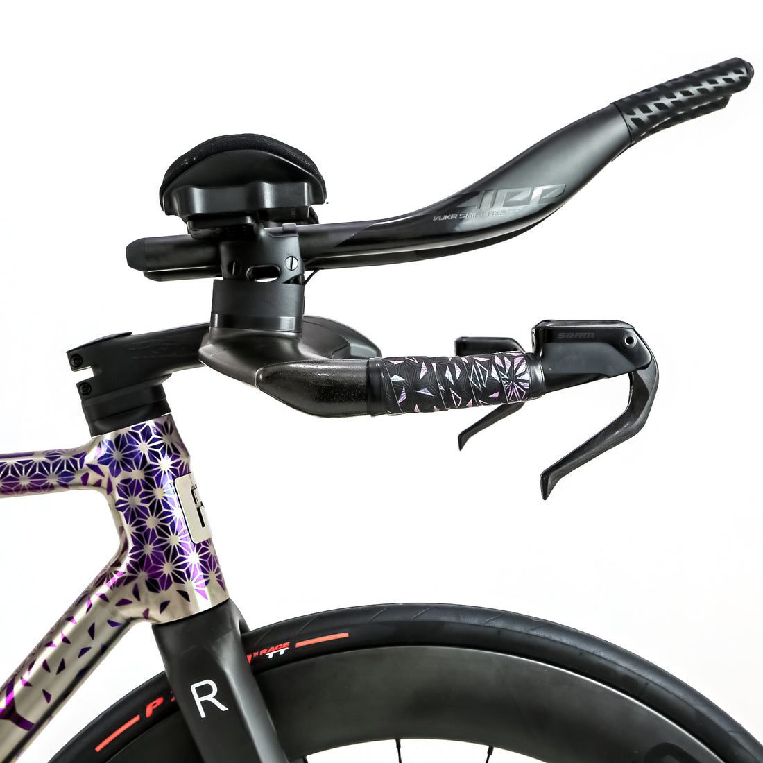 titanium time trial bike with aero TT handlebars