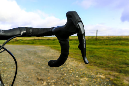 Extreme close up of the brakes on the Reilly Handlebars 