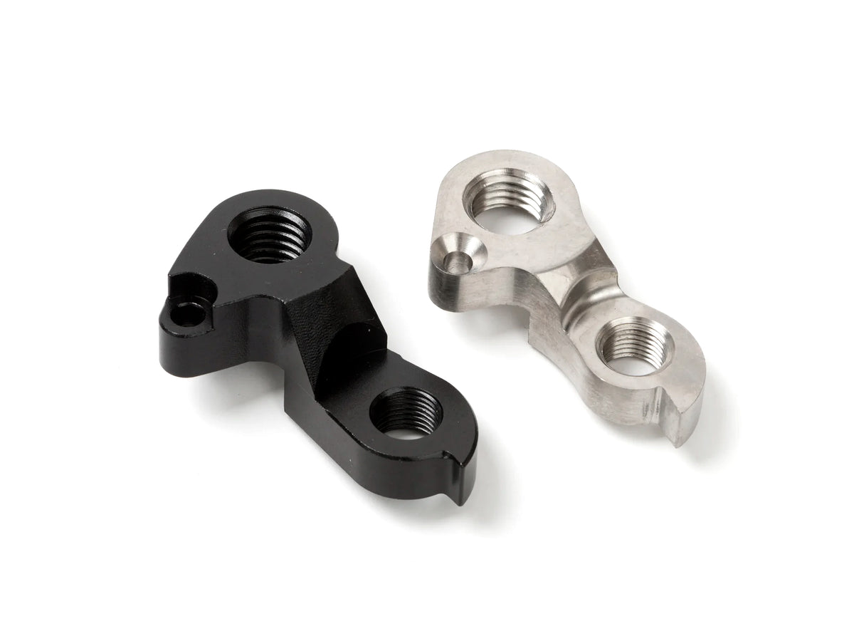 Rear mech hangers in black and silver on white backgroundbackgro