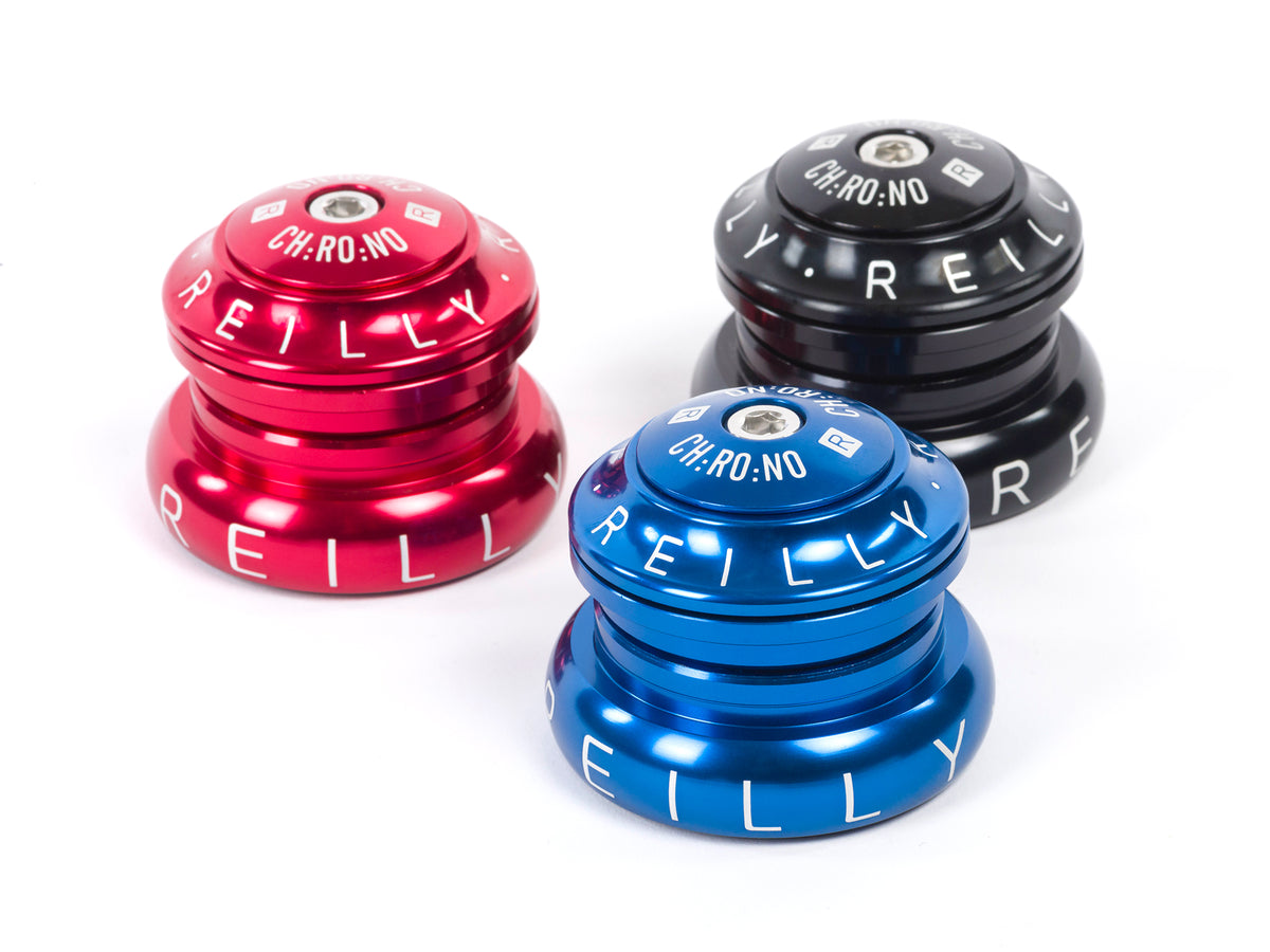 Reilly branded bicycle headsets in Red, Blue & Black colors