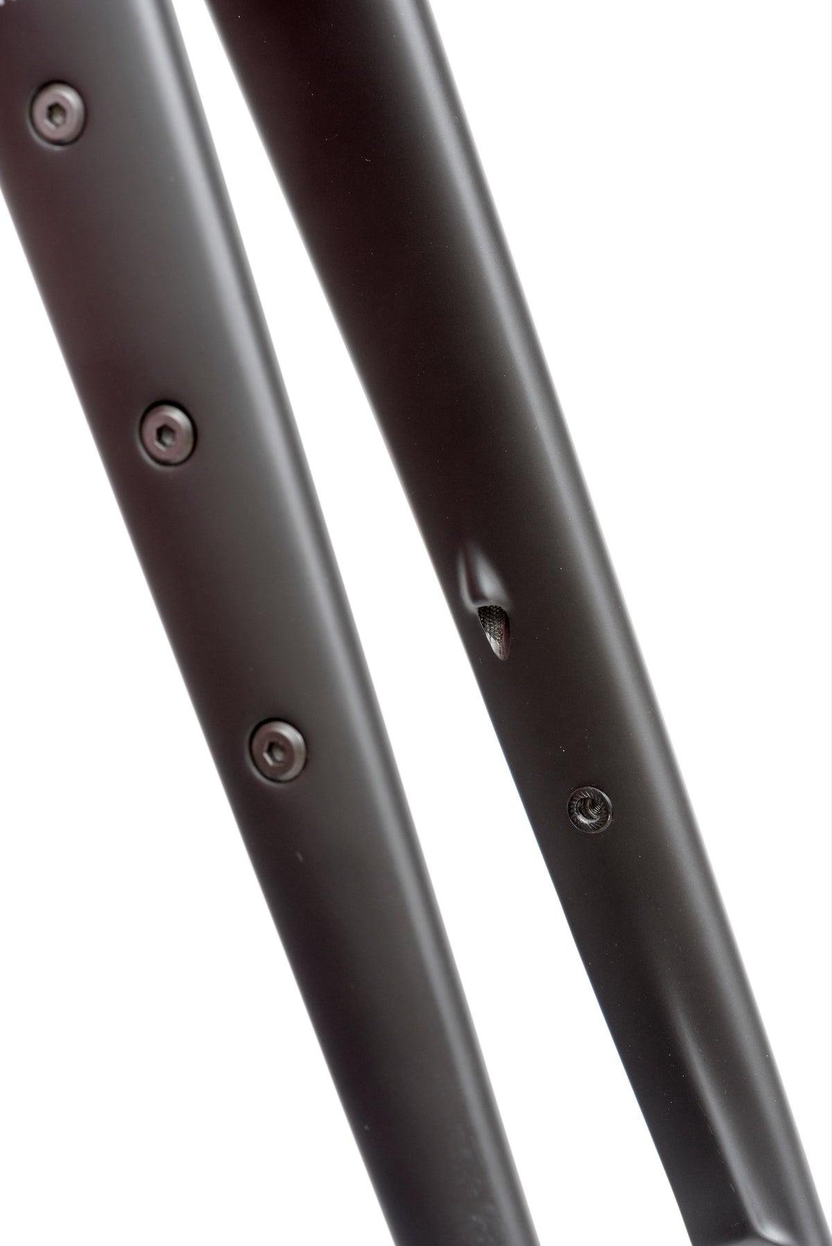 Close up of Reilly adventure forks made from carbon fibre