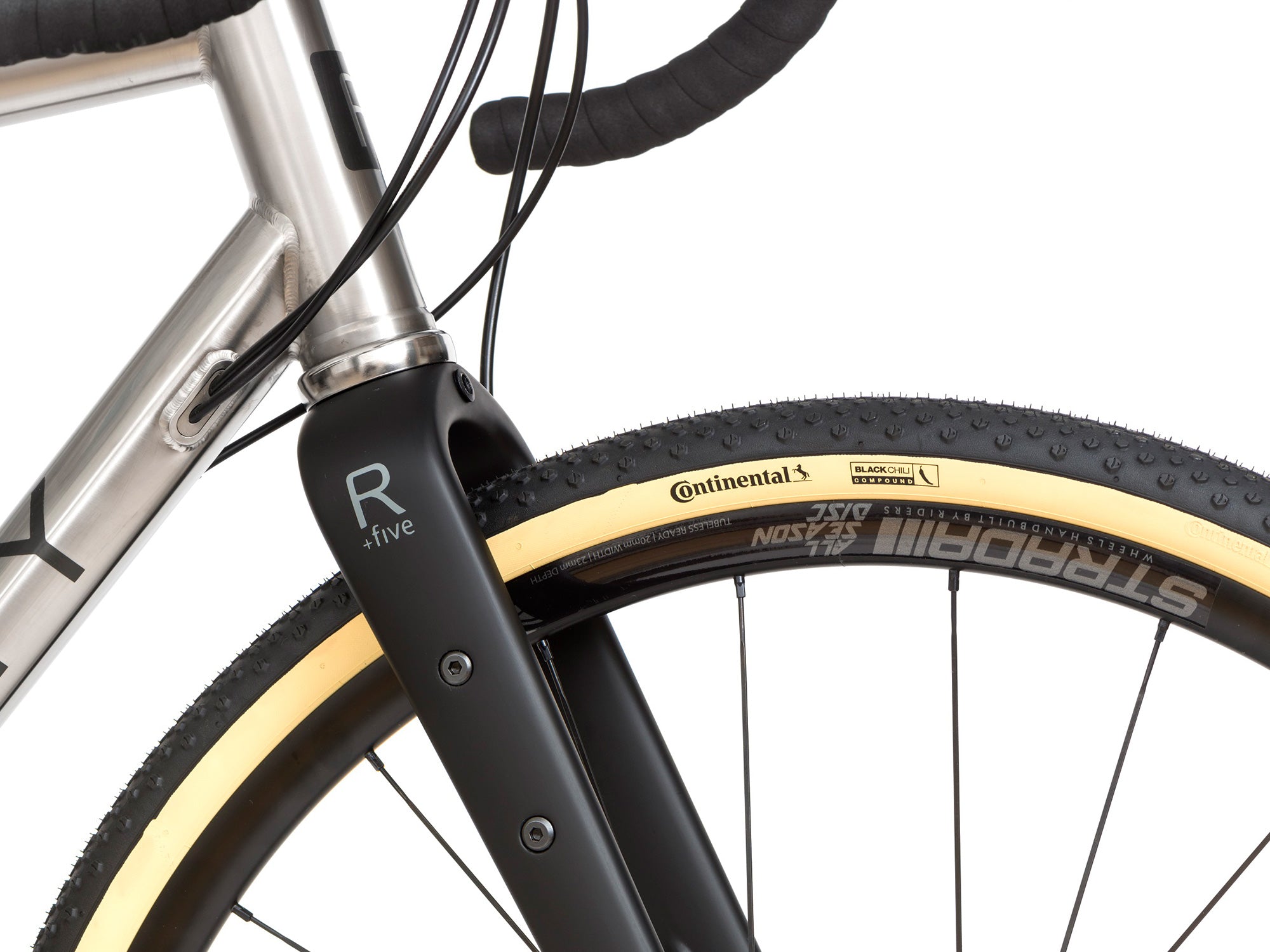 Reilly carbon adventure forks on a titanium gravel bike 