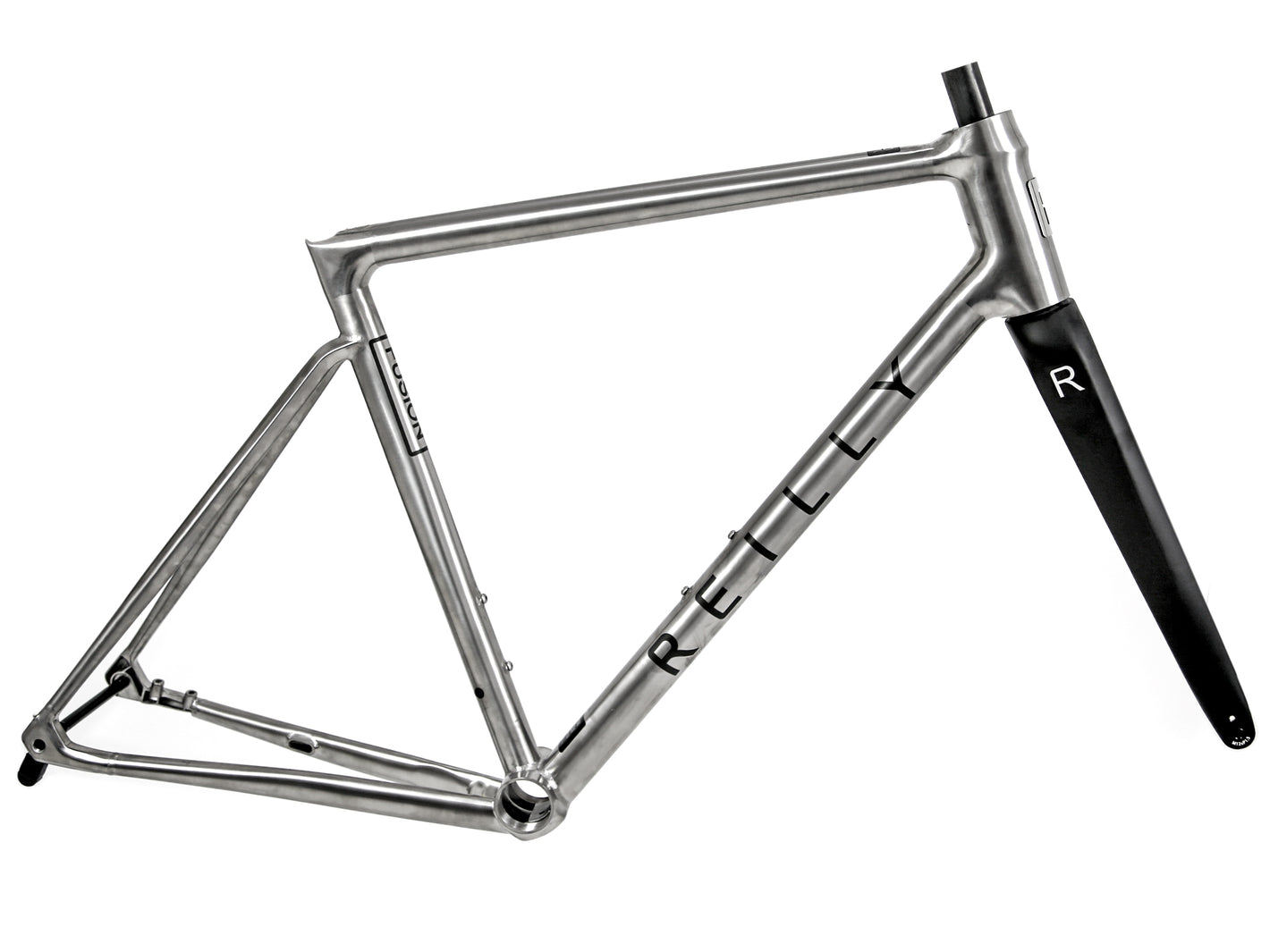 Reilly Fusion road bike frameset with carbon forks and black decals