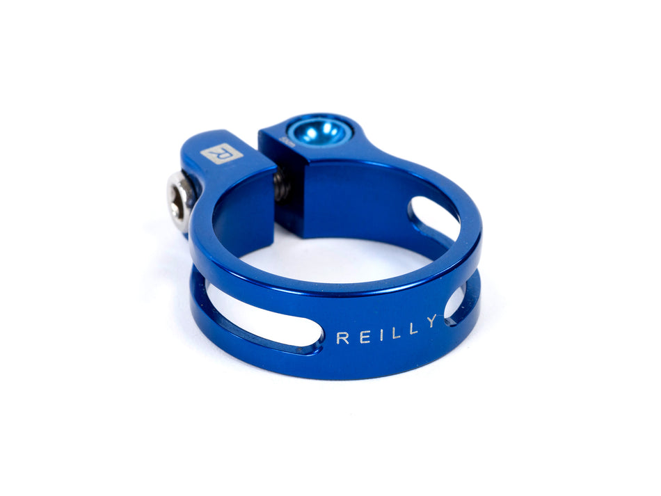 Blue Reilly seat clap on white background